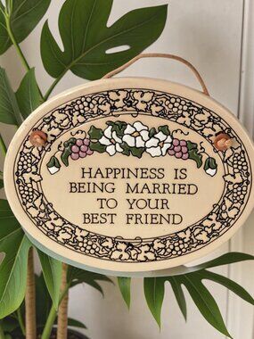 Trinity pottery "HAPPINESS IS BEING MARRIED TO YOUR BEST FRIEND" Cottagecore